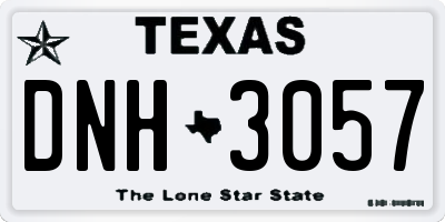 TX license plate DNH3057
