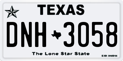 TX license plate DNH3058