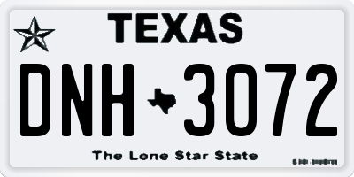 TX license plate DNH3072