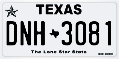 TX license plate DNH3081
