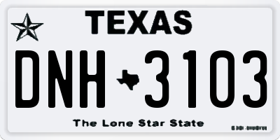 TX license plate DNH3103