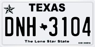 TX license plate DNH3104