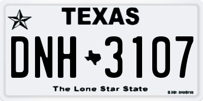 TX license plate DNH3107
