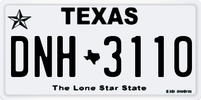 TX license plate DNH3110