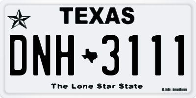 TX license plate DNH3111