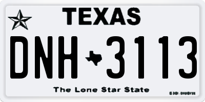 TX license plate DNH3113