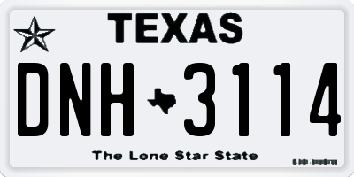 TX license plate DNH3114