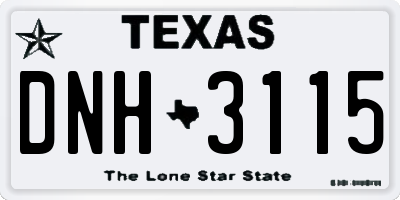 TX license plate DNH3115