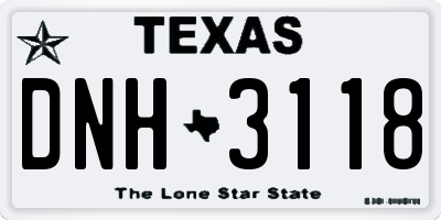 TX license plate DNH3118