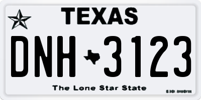 TX license plate DNH3123