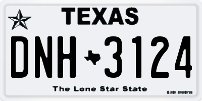 TX license plate DNH3124