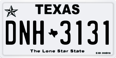 TX license plate DNH3131