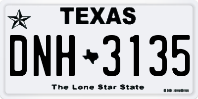 TX license plate DNH3135