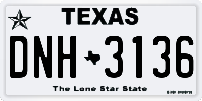 TX license plate DNH3136