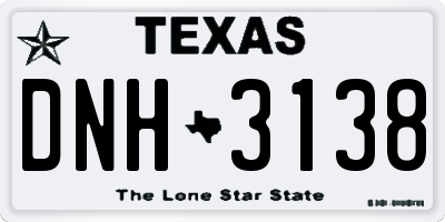 TX license plate DNH3138