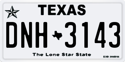 TX license plate DNH3143