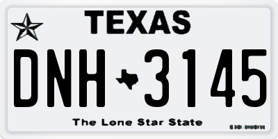 TX license plate DNH3145