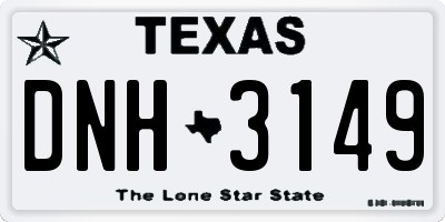 TX license plate DNH3149
