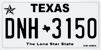TX license plate DNH3150
