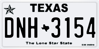 TX license plate DNH3154