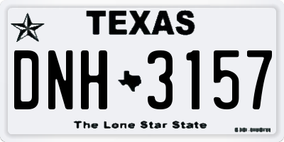 TX license plate DNH3157