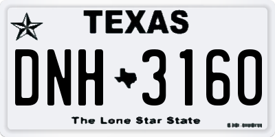 TX license plate DNH3160