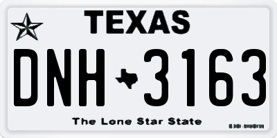 TX license plate DNH3163