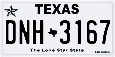 TX license plate DNH3167