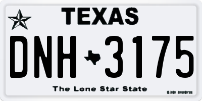 TX license plate DNH3175