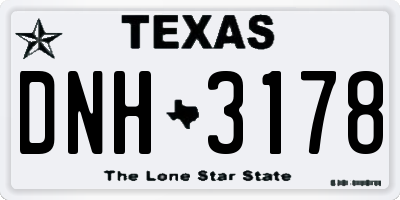TX license plate DNH3178