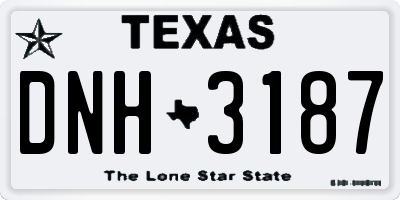TX license plate DNH3187