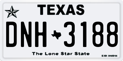 TX license plate DNH3188