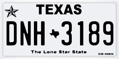 TX license plate DNH3189