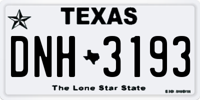TX license plate DNH3193