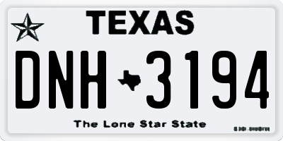 TX license plate DNH3194