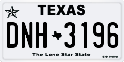 TX license plate DNH3196