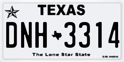 TX license plate DNH3314