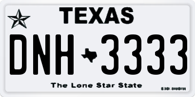 TX license plate DNH3333