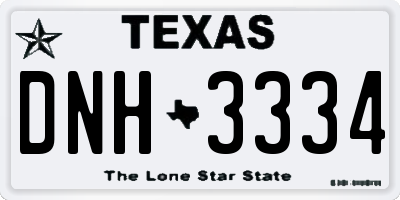 TX license plate DNH3334