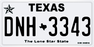 TX license plate DNH3343