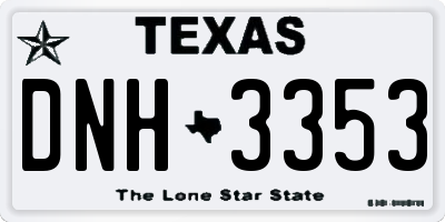 TX license plate DNH3353