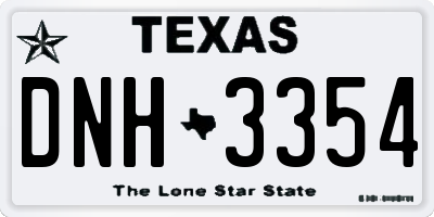 TX license plate DNH3354