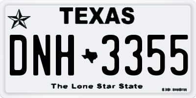 TX license plate DNH3355
