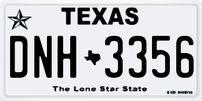 TX license plate DNH3356
