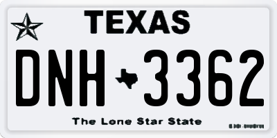 TX license plate DNH3362