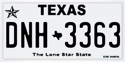 TX license plate DNH3363