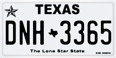 TX license plate DNH3365