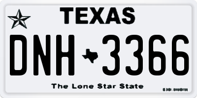 TX license plate DNH3366
