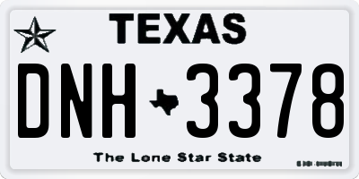 TX license plate DNH3378