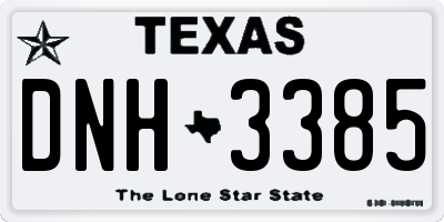 TX license plate DNH3385